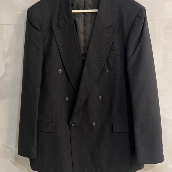 Vintage Pierre Balmain 100% Wool Suit 52R 43x34 Big Tall Classic Tailored 2 Pc